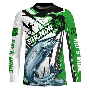 Chinook Salmon Custom Long Sleeve Performance Fishing Shirts, Salmon Fishing Jerseys | Green IPHW6214