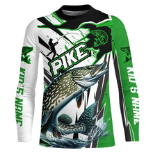 Load image into Gallery viewer, Custom Pike Long Sleeve Performance Fishing Shirts, Pike Fishing Jerseys | Green IPHW6215