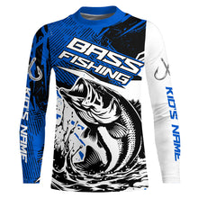 Load image into Gallery viewer, Personalized Bass Fishing Jerseys, Bass Long Sleeve Tournament Fishing Shirts Fishing Gifts | Blue IPHW6206