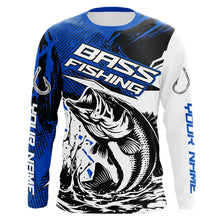 Load image into Gallery viewer, Personalized Bass Fishing Jerseys, Bass Long Sleeve Tournament Fishing Shirts Fishing Gifts | Blue IPHW6206