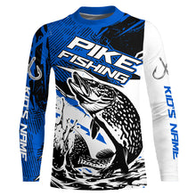 Load image into Gallery viewer, Personalized Pike Fishing Jerseys, Pike Long Sleeve Tournament Fishing Shirts Fishing Gifts | Blue IPHW6207