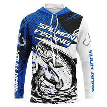 Load image into Gallery viewer, Personalized Chinook Salmon Fishing Jerseys, Salmon Performance Long Sleeve Fishing Shirts | Blue IPHW6208