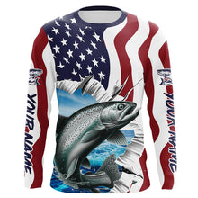 Load image into Gallery viewer, Custom American Flag Chinook Salmon Fishing Long Sleeve Shirts, Patriotic Salmon Fishing Jerseys IPHW6529