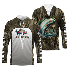 Load image into Gallery viewer, Rainbow Trout Fishing Grass Camo Custom Long Sleeve Fishing Shirts, Trout Tournament Fishing Jerseys IPHW6531