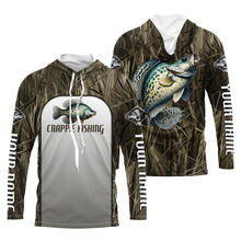 Load image into Gallery viewer, Crappie Fishing Grass Camo Custom Long Sleeve Fishing Shirts, Crappie Tournament Fishing Jerseys IPHW6532