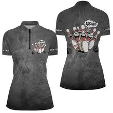 Load image into Gallery viewer, Angry Bowling Pins Face Custom Funny Bowling Shirts For Women, Vintage Bowlers Outfits IPHW6696