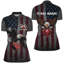 Load image into Gallery viewer, Vintage American Flag Eagle Bowling Custom Team Shirts For Women, Patriotic Bowling Jersey IPHW6697