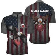 Load image into Gallery viewer, Vintage American Flag Eagle Bowling Custom Team Shirts For Men And Women, Patriotic Bowling Jersey IPHW6697