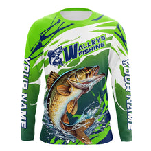 Load image into Gallery viewer, Personalized Walleye Fishing Jerseys, Walleye Fishing Long Sleeve Tournament Fishing Shirts IPHW7026