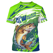 Load image into Gallery viewer, Personalized Walleye Fishing Jerseys, Walleye Fishing Long Sleeve Tournament Fishing Shirts IPHW7026