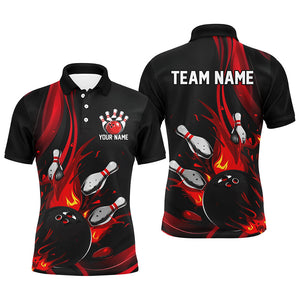 Black And Red Custom Bowling Uniforms Bowling Shirts For Men, Bowling Team League Shirts IPHW7273