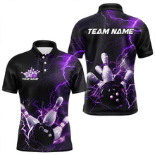 Load image into Gallery viewer, Custom Black And Purple Thunder Lightning Bowling Tournament Polo Shirts For Men IPHW8520