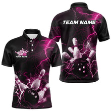 Load image into Gallery viewer, Custom Black And Pink Thunder Lightning Bowling Tournament Polo Shirts For Men IPHW8523