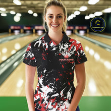 Load image into Gallery viewer, Custom Black, Red And White Camo Women Bowling League Shirt, Bowlers Jerseys Outfits IPHW10619
