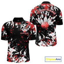 Load image into Gallery viewer, Custom Black, Red And White Camo Men Bowling League Shirt, Bowlers Jerseys Outfits IPHW10619