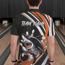 Load image into Gallery viewer, Custom Black And Orange Shark Bowling Polo Shirts For Men,  Shark Bowling Team Jerseys IPHW8723