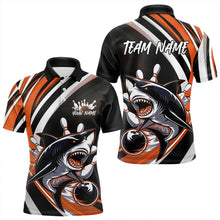 Load image into Gallery viewer, Custom Black And Orange Shark Bowling Polo Shirts For Men,  Shark Bowling Team Jerseys IPHW8723