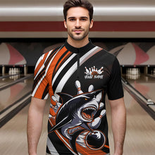 Load image into Gallery viewer, Custom Black And Orange Shark Bowling Quarter-Zip Shirts For Men,  Shark Bowling Team Jerseys IPHW8723