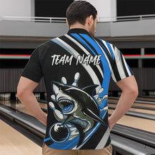 Load image into Gallery viewer, Custom Black And Blue Shark Bowling Quarter-Zip Shirts For Men,  Shark Bowling Team Jerseys IPHW8724