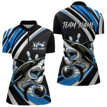 Load image into Gallery viewer, Custom Black And Blue Shark Bowling Women Quarter-Zip Shirts,  Shark Bowling Team Jerseys IPHW8724