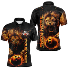 Load image into Gallery viewer, Custom Fire Flame Lion Bowling Team Polo Shirts For Men, Lion Bowling Tournament Shirt IPHW8979