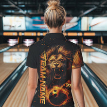 Load image into Gallery viewer, Custom Fire Flame Lion Bowling Team Quarter-Zip Shirt For Women, Bowling Tournament Shirt IPHW8979