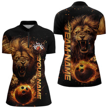 Load image into Gallery viewer, Custom Fire Flame Lion Bowling Team Quarter-Zip Shirt For Women, Bowling Tournament Shirt IPHW8979