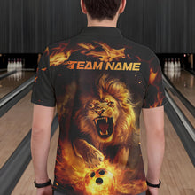 Load image into Gallery viewer, Custom Fire Flame Lion Bowling Polo Shirts For Men, Bowling League Shirt Team Uniform IPHW8980