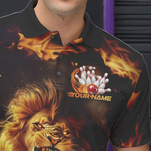 Load image into Gallery viewer, Custom Fire Flame Lion Bowling Polo Shirts For Men, Bowling League Shirt Team Uniform IPHW8980