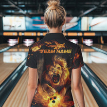 Load image into Gallery viewer, Custom Fire Flame Lion Bowling Polo Shirts For Women, Bowling League Shirt Team Uniform IPHW8980