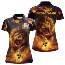 Load image into Gallery viewer, Custom Fire Flame Lion Bowling Polo Shirts For Women, Bowling League Shirt Team Uniform IPHW8980