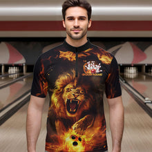 Load image into Gallery viewer, Custom Fire Flame Lion Bowling Quarter-Zip Shirts For Men, Bowling League Shirt Team Uniform IPHW8980