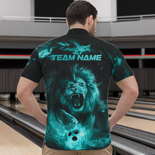 Load image into Gallery viewer, Custom Blue Flame Lion Bowling Quarter-Zip Shirts For Men, Bowling League Shirt Team Uniform IPHW8982