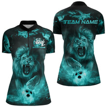 Load image into Gallery viewer, Custom Blue Flame Lion Bowling Quarter-Zip Shirts For Women, Bowling Team Uniform IPHW8982