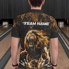 Load image into Gallery viewer, Custom Black And Yellow Flame Lion Bowling Men Polo Shirts, Lion Bowling Team Uniform IPHW8984
