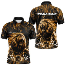 Load image into Gallery viewer, Custom Black And Yellow Flame Lion Bowling Men Polo Shirts, Lion Bowling Team Uniform IPHW8984