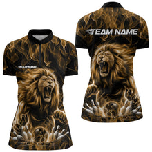 Load image into Gallery viewer, Custom Black And Yellow Flame Lion Bowling Women Quarter-Zip Shirts, Lion Team Uniform IPHW8984