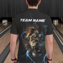 Load image into Gallery viewer, Custom Blue Thunder Lightning Lion Bowling Team Men Polo Shirts, Lion Bowling League Shirt IPHW8985