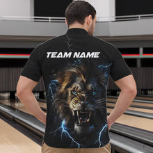 Load image into Gallery viewer, Custom Blue Thunder Lightning Lion Bowling Team Men Quarter-Zip Shirts, Lion Bowling League Shirt IPHW8985