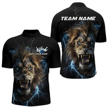 Load image into Gallery viewer, Custom Blue Thunder Lightning Lion Bowling Team Men Quarter-Zip Shirts, Lion Bowling League Shirt IPHW8985