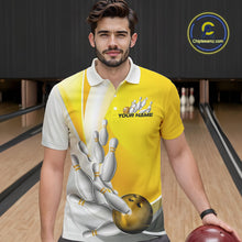 Load image into Gallery viewer, Custom Gold Bowling Polo Shirts For Men, Bowling Team Shirt Bowlers Outfit IPHW9230