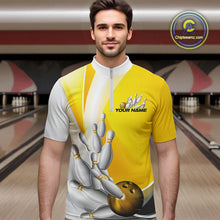 Load image into Gallery viewer, Custom Gold Bowling Quarter-Zip Shirts For Men, Bowling Team Shirt Bowlers Outfit IPHW9230