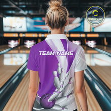 Load image into Gallery viewer, Custom Purple Bowling Polo Shirts For Women, Bowling Team Shirt Bowlers Outfit IPHW9231