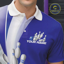 Load image into Gallery viewer, Custom Blue Bowling Polo Shirts For Men, Bowling Team Shirt Bowlers Outfit IPHW9232