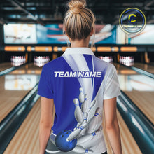 Load image into Gallery viewer, Custom Blue Bowling Quarter-Zip Shirts For Women, Bowling Team Shirt Bowlers Outfit IPHW9232