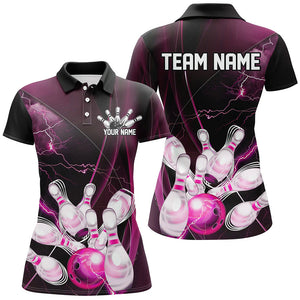 Pink Thunder Lightning Custom Ladies Bowling Shirts, Bowling Uniform Bowling League Shirt IPHW7295