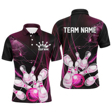 Load image into Gallery viewer, Pink Thunder Lightning Custom Bowling Shirts For Men, Bowling Uniform Bowling League Shirt IPHW7295