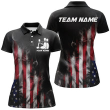 Load image into Gallery viewer, Smoke American Flag Custom Patriotic Bowling Shirts For Women, US Bowling Team Shirt Bowlers IPHW7585