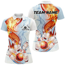 Load image into Gallery viewer, Water And Fire Custom Striking Ladies Bowling Shirts, Flame Bowling Team Shirt Bowler Outfit IPHW7591