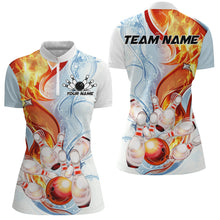 Load image into Gallery viewer, Water And Fire Custom Striking Ladies Bowling Shirts, Flame Bowling Team Shirt Bowler Outfit IPHW7591